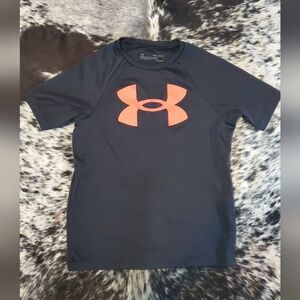 Under Armour Boys' Black Short-Sleeve Logo Tee with Orange Accent